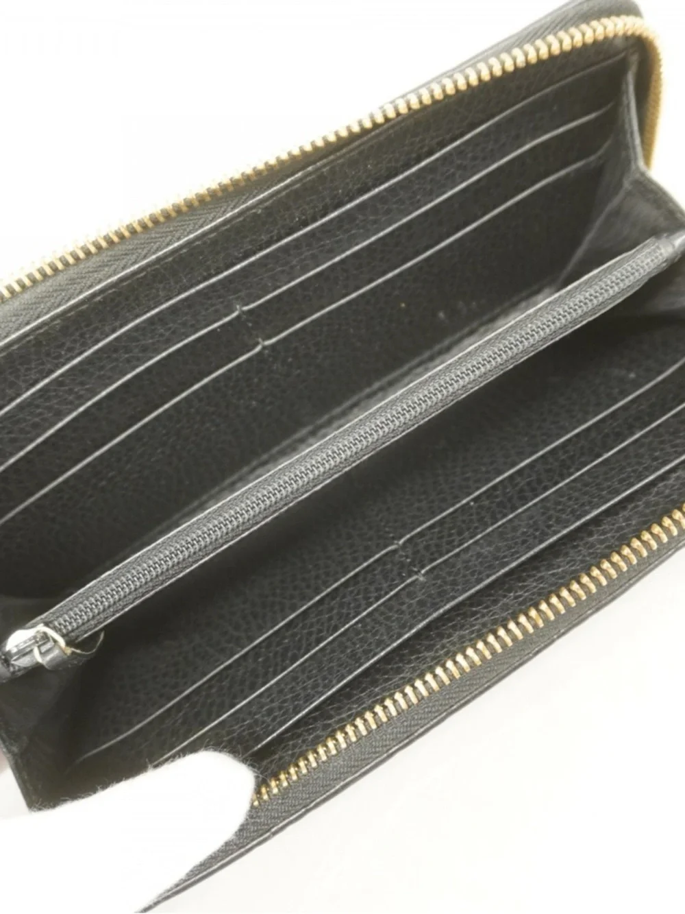 Gucci Black‎ Guccissima Leather Continental Wallet 12 Card Slots Zip Coin Pocket